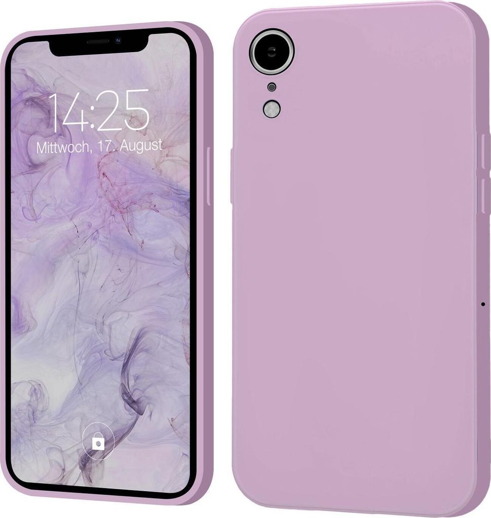 A product shot of a phone case for an iPhone XR, shown from the front and back.