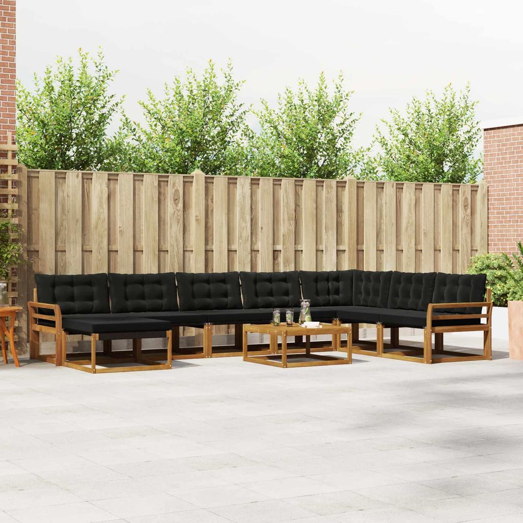 "Neues Produkt" Outdoor-Sofagarnitur ANTI-UV - CLORIS - mit Kissen - 25 pcs - Natürlich und Schwarz - Modern Gartensofas V928