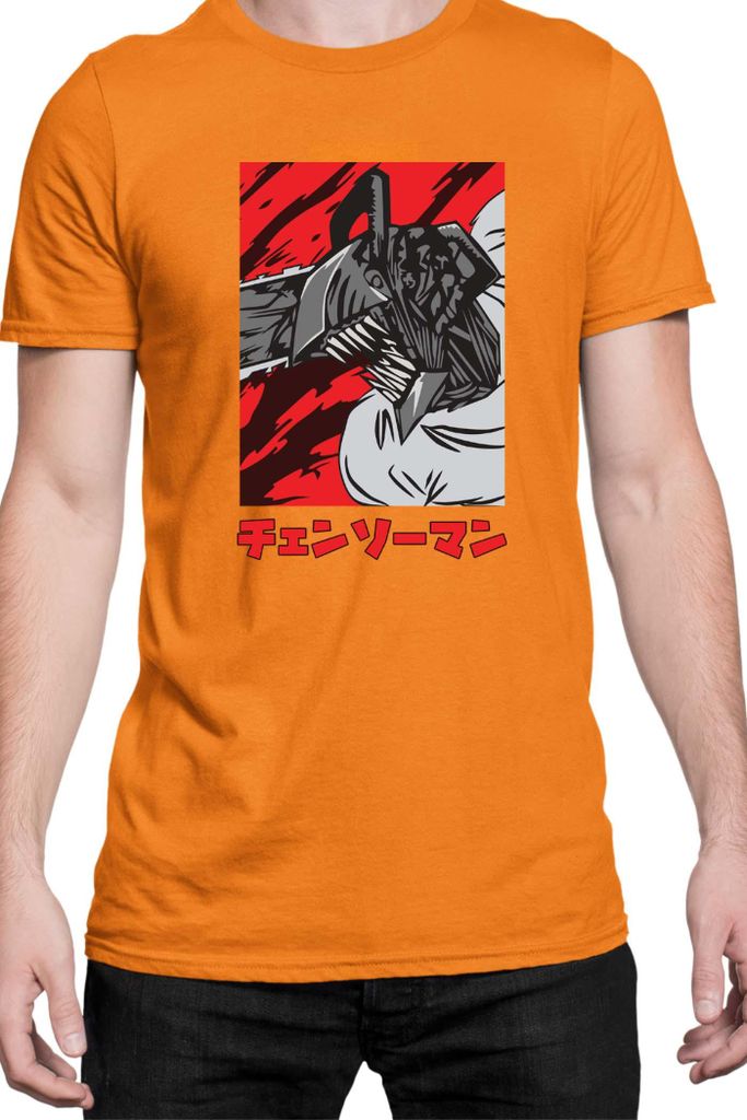 Herren T-Shirt Manga Japan Anime Comics Animation Chainsaw Anime manga Man 13, Man L / Orange