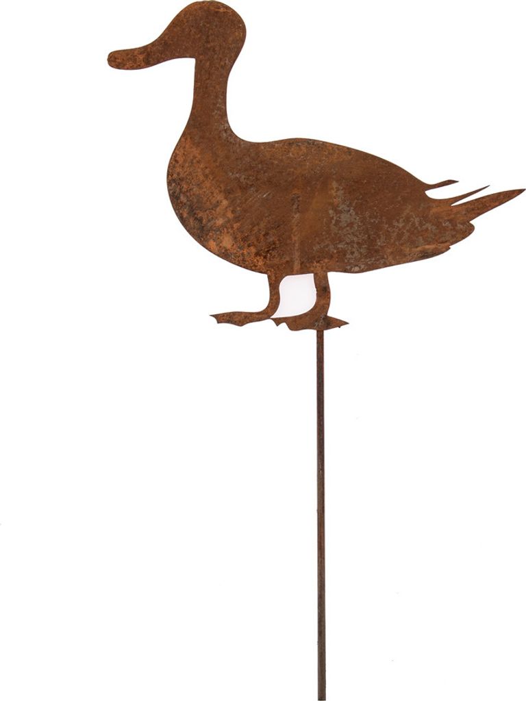 Gartenstecker Ente Edelrost Gartendekoration Beetstecker