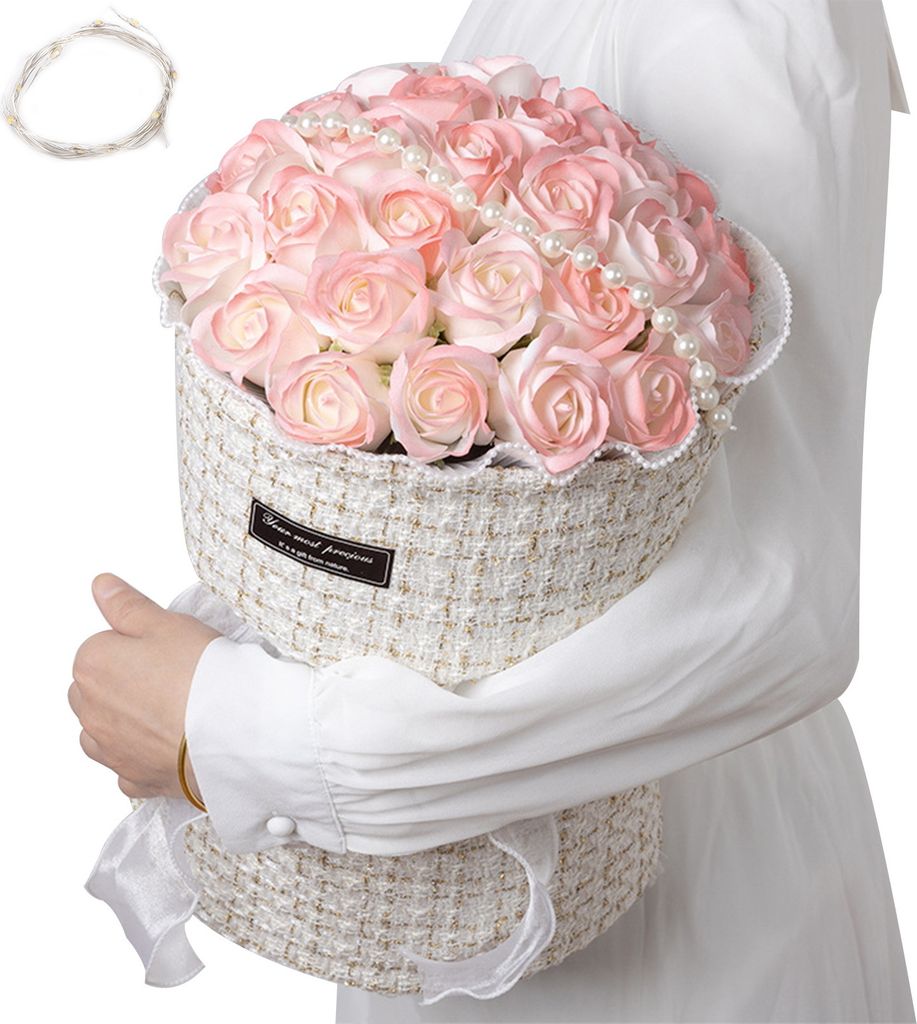 1 Set künstlicher Blumen Realistisch aussehende lebendige Farbe Dickere Blütenblätter Mehrere Köpfe Einfache Wartung Delikat-Rosa