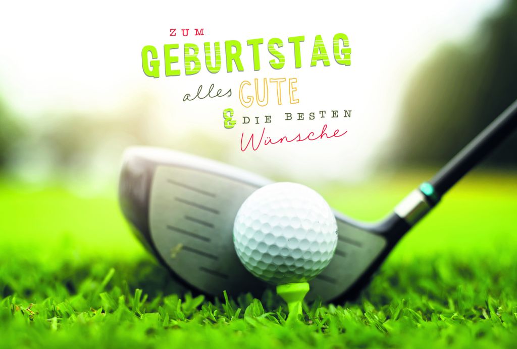 Geburtstag Karte mit Briefumschlag Golfball, Golfschläger, Golfer