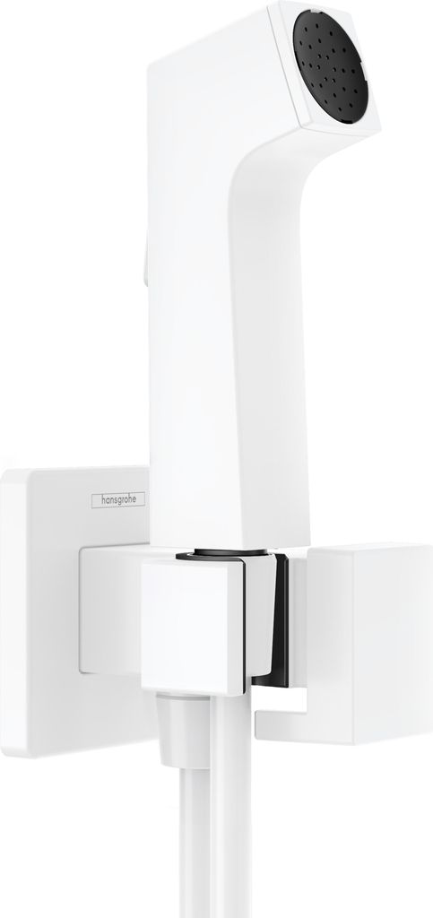 hansgrohe Bidette Handbrause 1-jet E EcoSmart für Kaltwasser, mit Brausehalter und Brauseschlauch, eckiges Design, 29231700