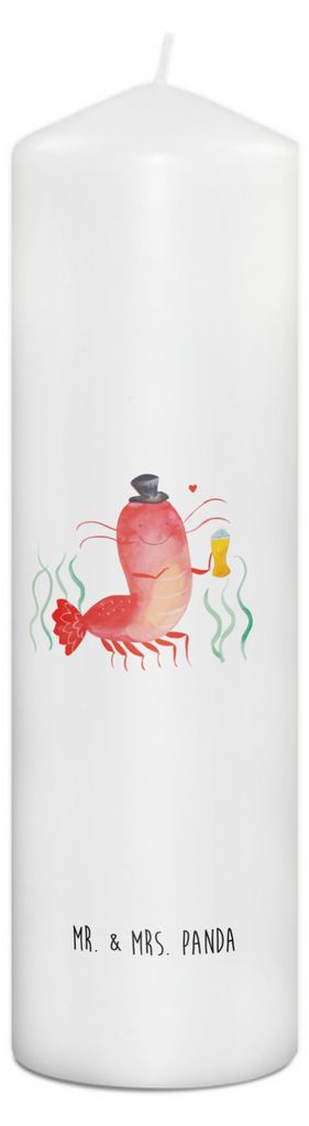 Mr. & Mrs. Panda Kerze Hummer Weizen 29 x 8 cm XL - Weiß - Geschenk, Gasthaus, Erinnerungskerze, Blockkerze, Meerestiere, Wachskerze, Kochen, Bier...