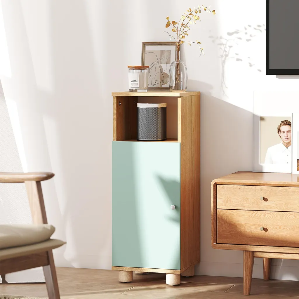 Meuble de salle de bain étroit vert 30x30x80cm avec placard de rangement - 10