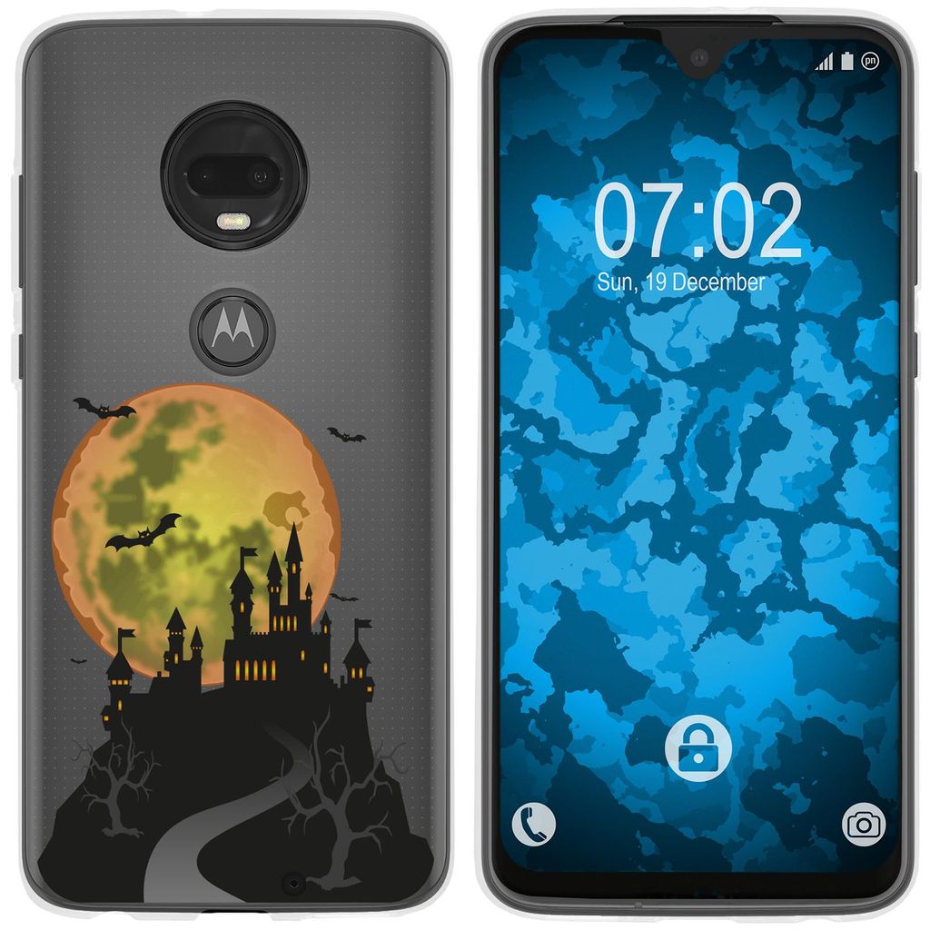 PhoneNatic Case kompatibel mit Motorola Moto G7 Silikon-Hülle Herbst Spukschloss M4