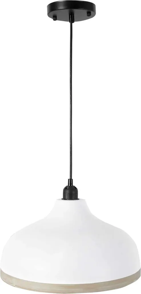 Suspension en Rotin Blanc pour Plafond, Luminaire Rond VIVANNO 45x24 cm