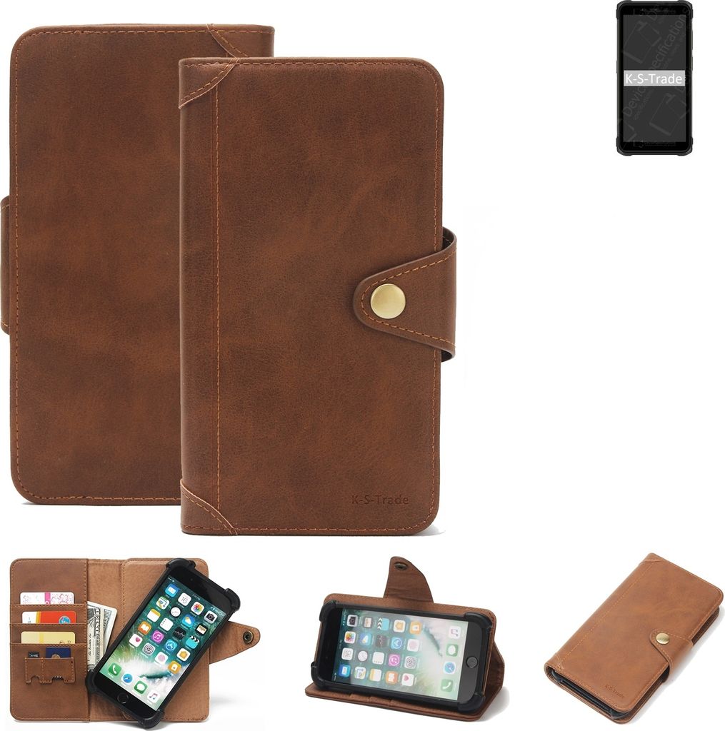 K-S-Trade Handyhülle für Ulefone Armor X10 Pro Schutz Hülle Walletcase Bookstyle Tasche Case Handytasche Wallet Flipcase Cover PolyurethanBraun ...