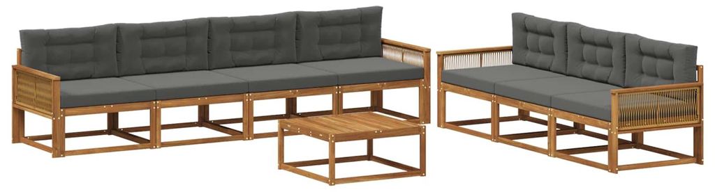 vidaXL Outdoor-Sofagarnitur mit Kissen 8 pcs Natur und Anthrazit