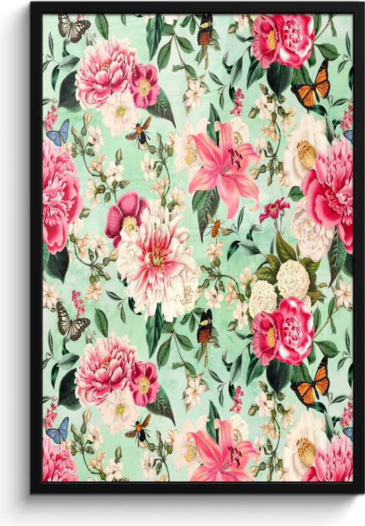 MuchoWow® MuchoWow® Gerahmtes Poster Blumen - Insekten - Produktbild 