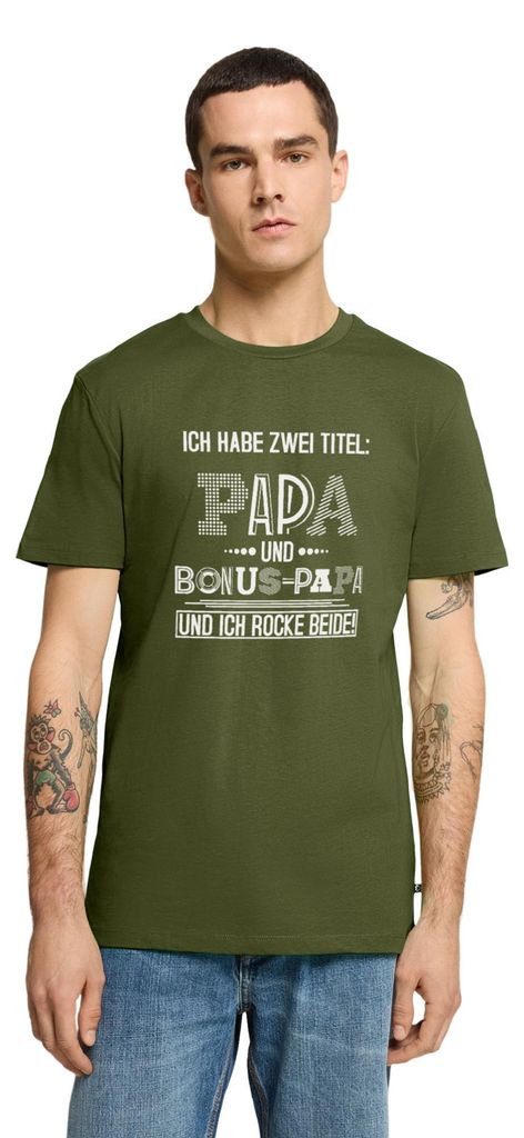 Spreadshirt Ich Rocke Papa Und Bonus-Papa Gleichzeitig Männer Premium T-Shirt, 4XL, Khaki