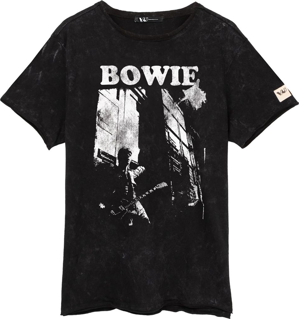David Bowie - T-Shirt für Herren/Damen Uni NS7206 (S) (Schwarz/Weiß)