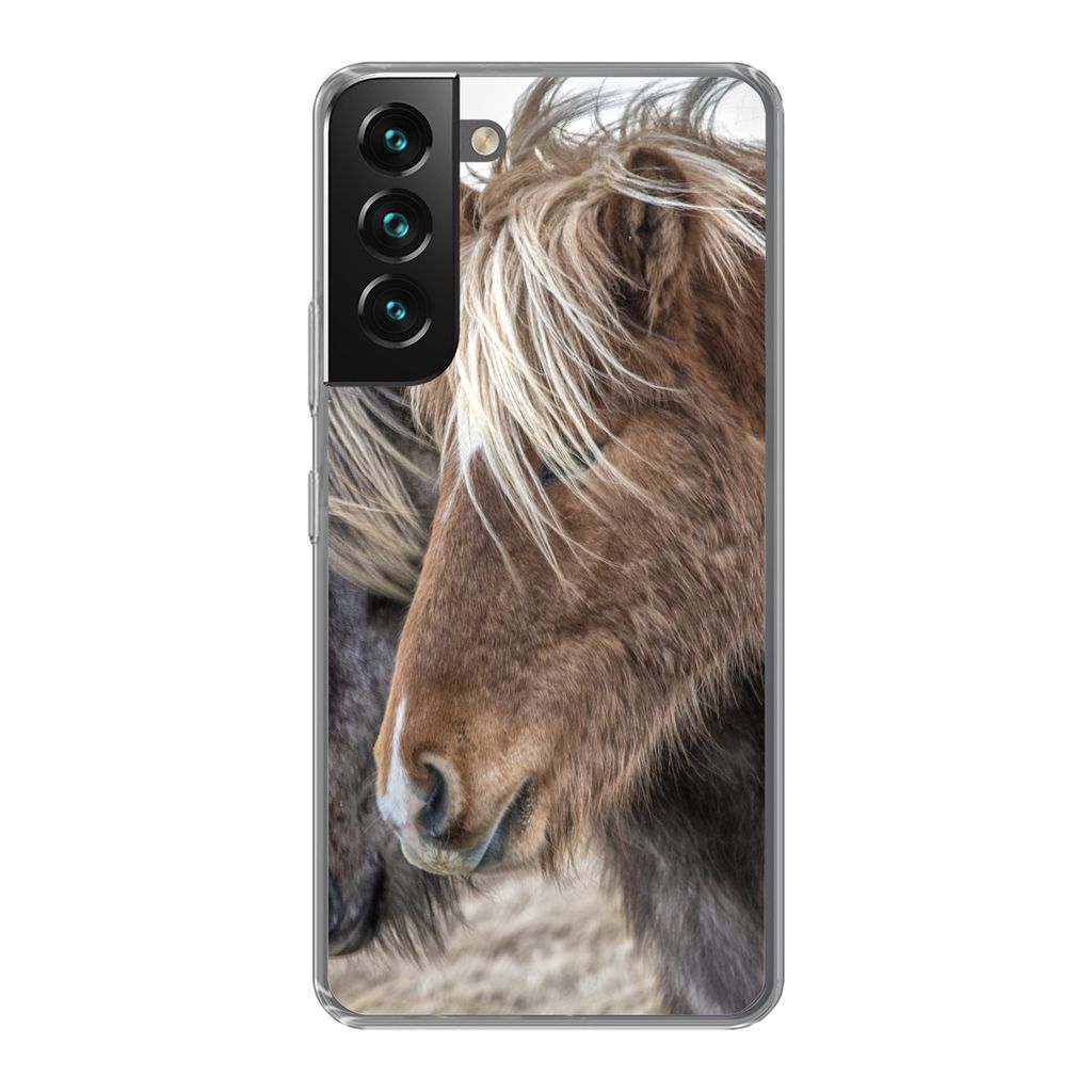 MuchoWow Handyhülle Schutzhülle Hülle für Samsung Galaxy S22 Pferde - Natur - Makro Silikon Softcase Handy Hülle - Mobiltelefonhülle