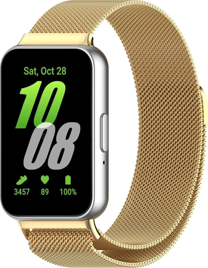 Strap-it Milanaise-Armband / Milanaise-Armband mit Magnetverschluss - passend für Samsung Galaxy Fit 3 (Gold)