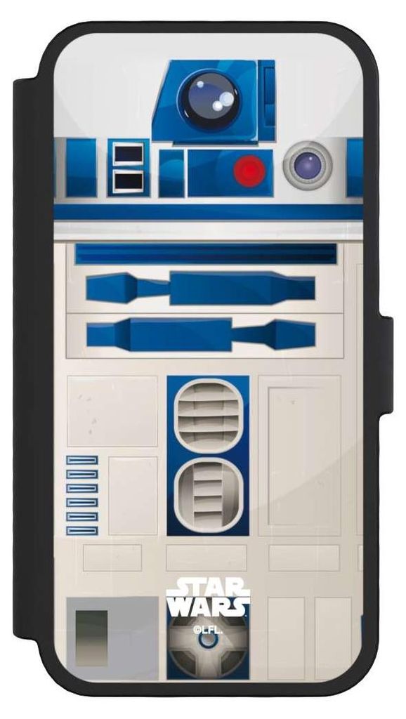 NIVOCASE Klapphülle für Apple iPhone 16 Pro Handyhülle aus Kunst Leder NIVOflip schwarz Fanartikel Star Wars R2D2