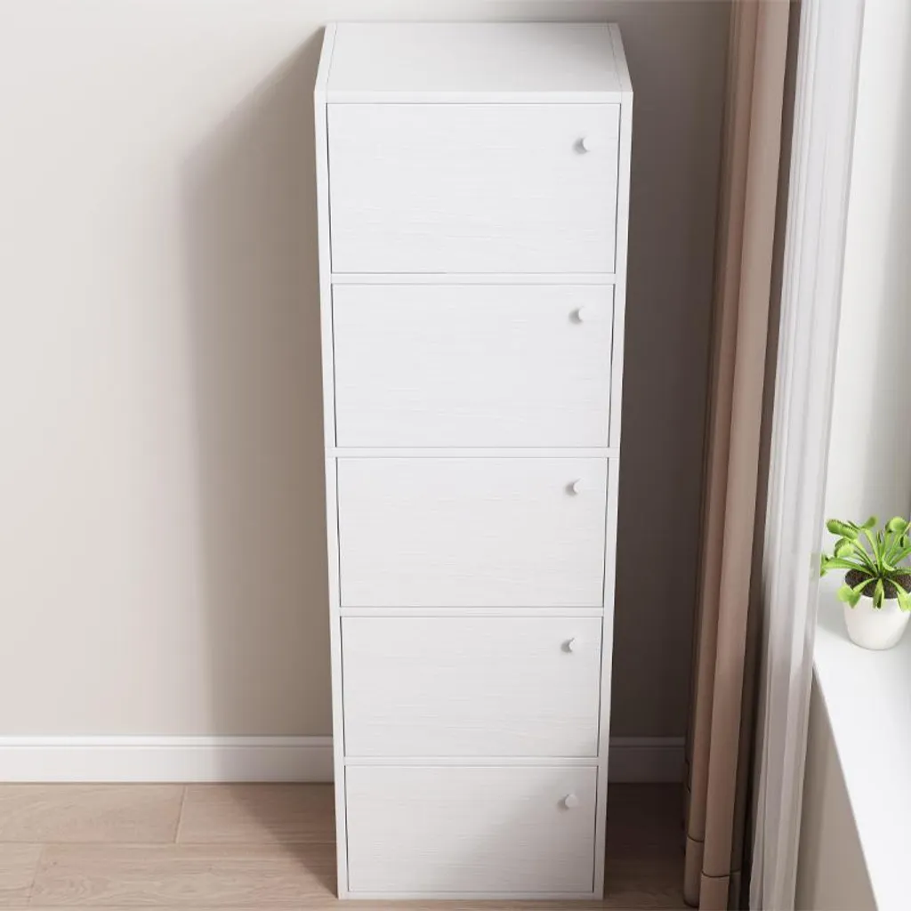 Commode large blanche à 5 étagères de rangement grand format - 4