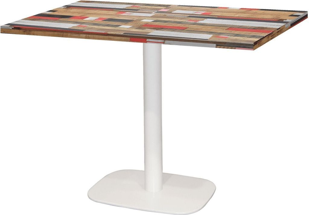 Tisch 120 x 70 cm – Rundes weißes Bein aus rötlichem Holz