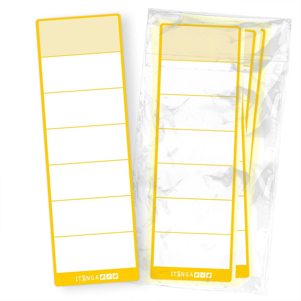 itenga 50x Ordnerschild GELB Aufkleber aus Haftpapier 6,0 x 19,0 cm