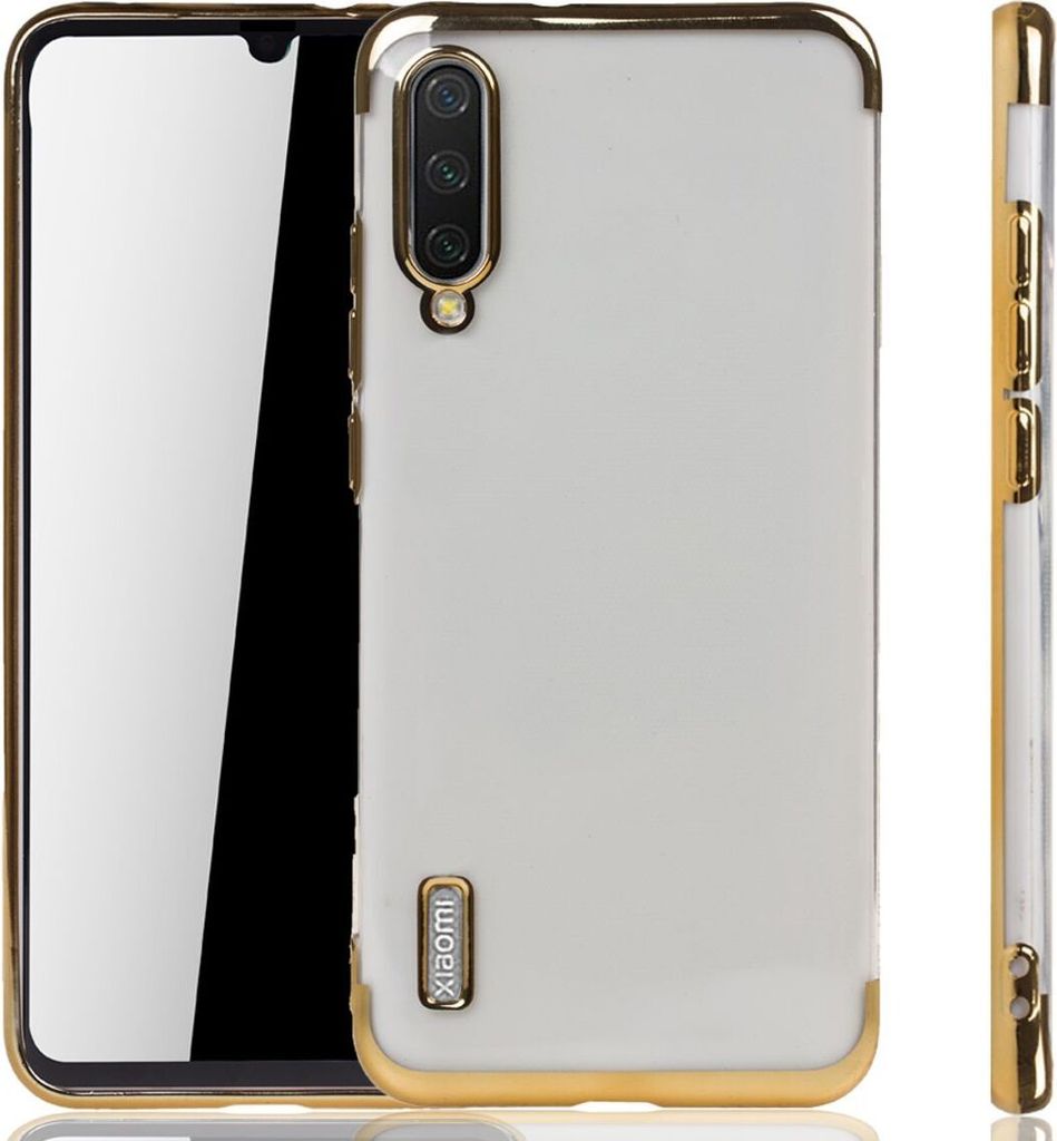 Handyhülle für Xiaomi Mi A3 Gold - Clear - TPU Silikon Case Backcover Schutzhülle in Transparent Gold
