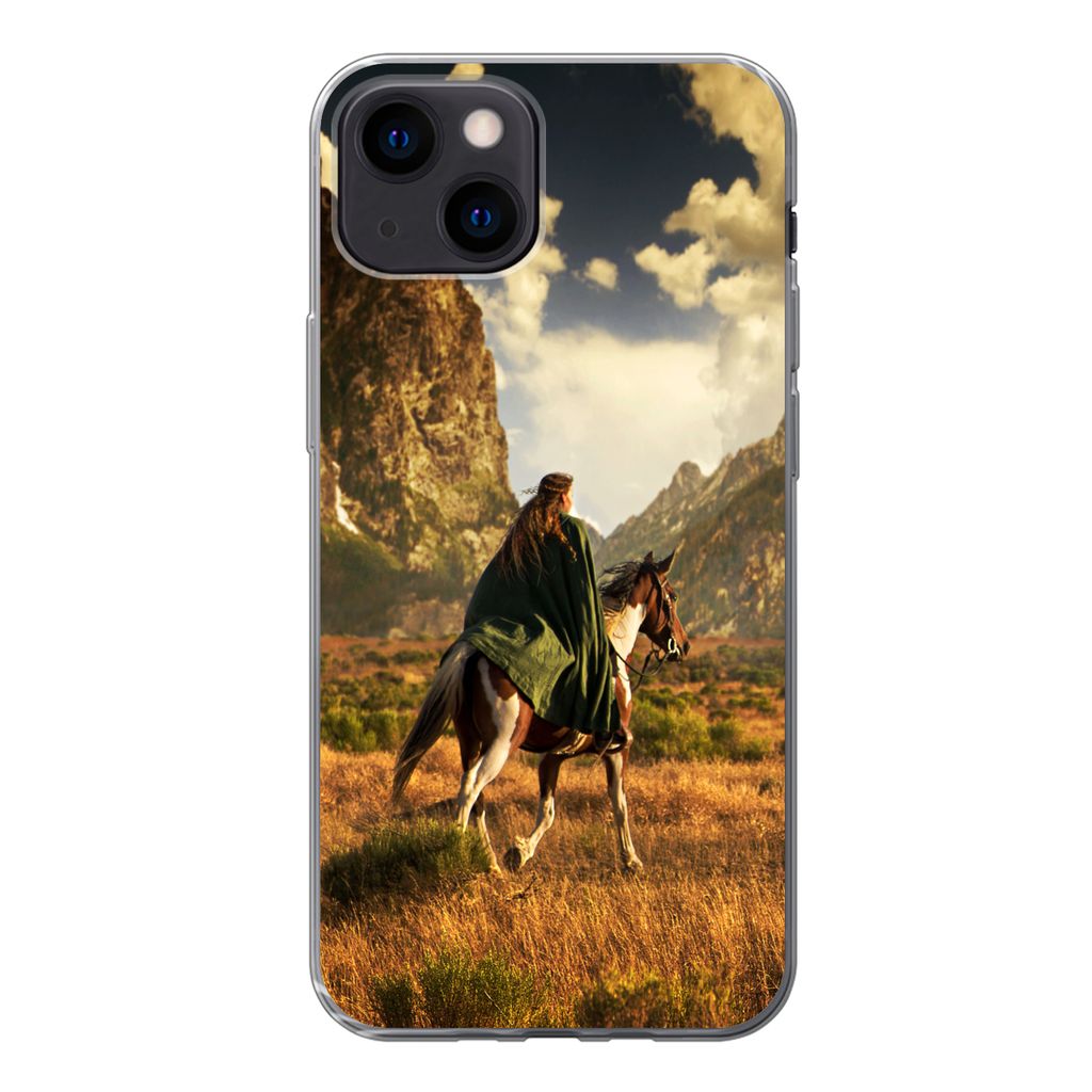 MuchoWow Handyhülle Schutzhülle Hülle für iPhone 13 mini Pferd - Reiter - Natur Silikon Softcase Handy Hülle - Softcase