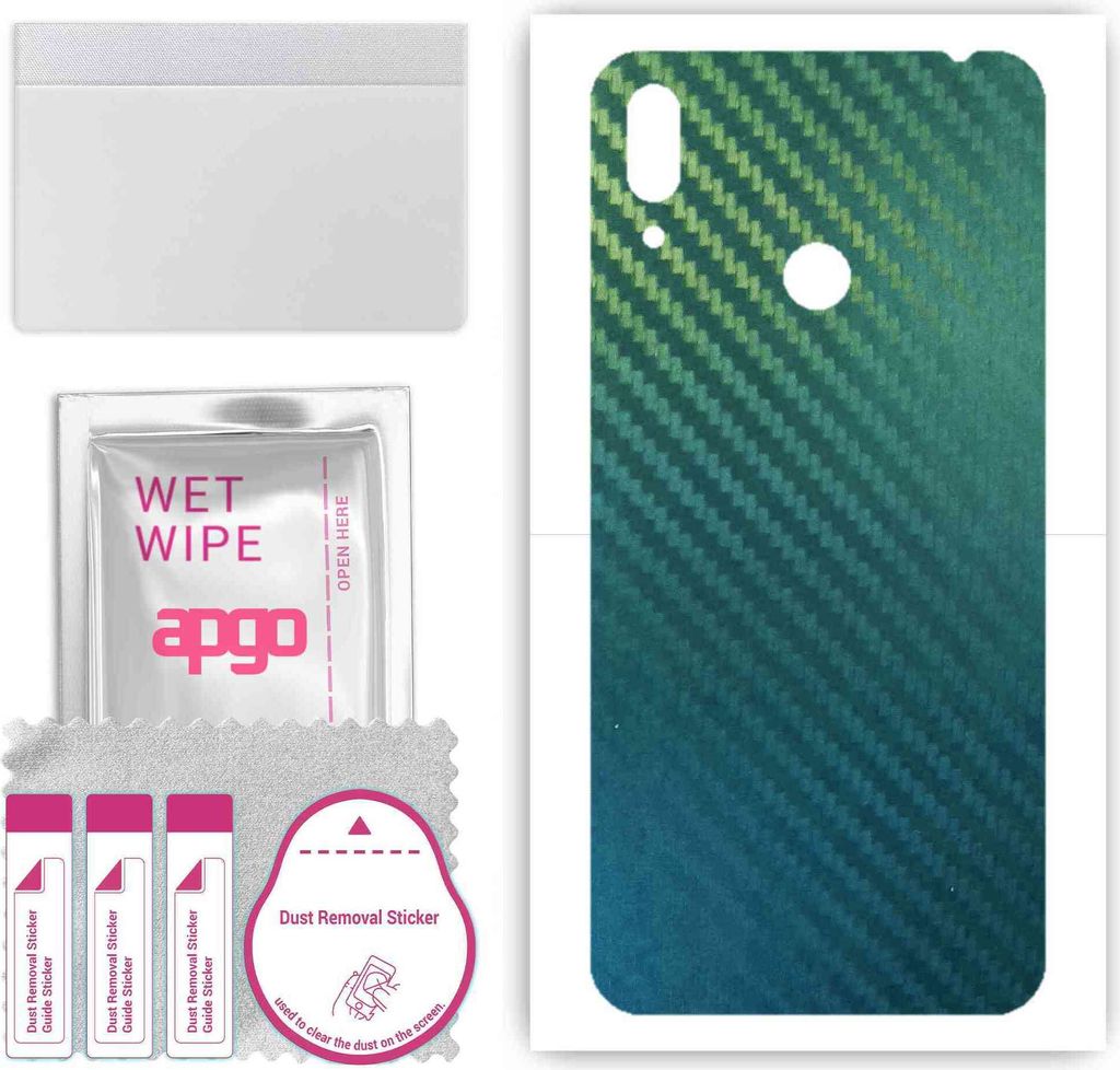 apgo Rückseite Schutzfolie, Skin, kompatibel mit Huawei Y7 (2019), Hinten Displayschutzfolie aus Vinylfolie, kratzfest, einfache Montage - Kohlens...