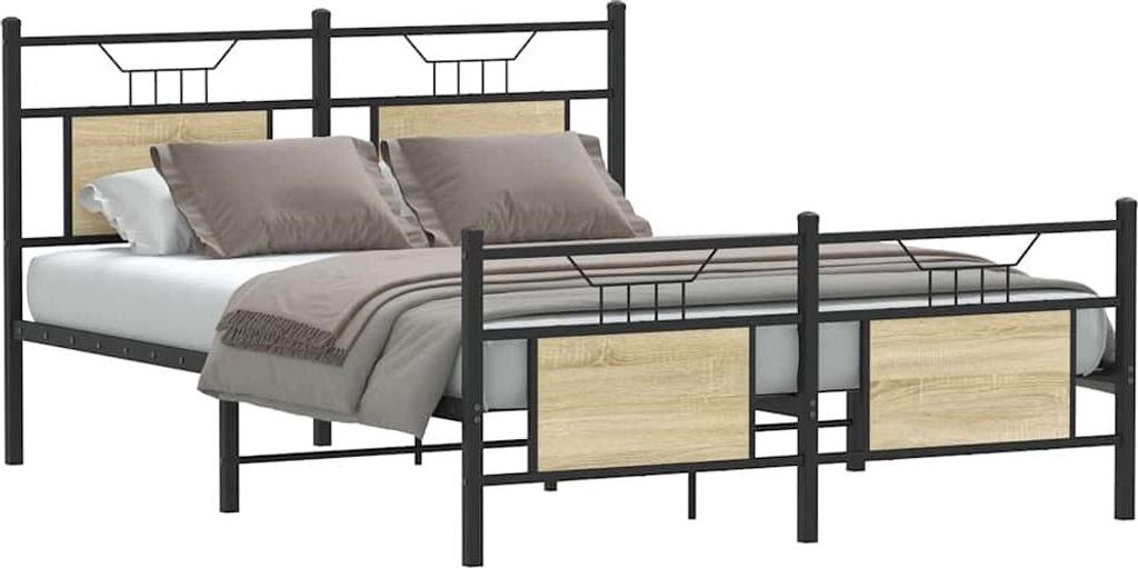 vidaXL Bettgestell ohne Matratze Sonoma-Eiche 137x190 cm Holzwerkstoff
