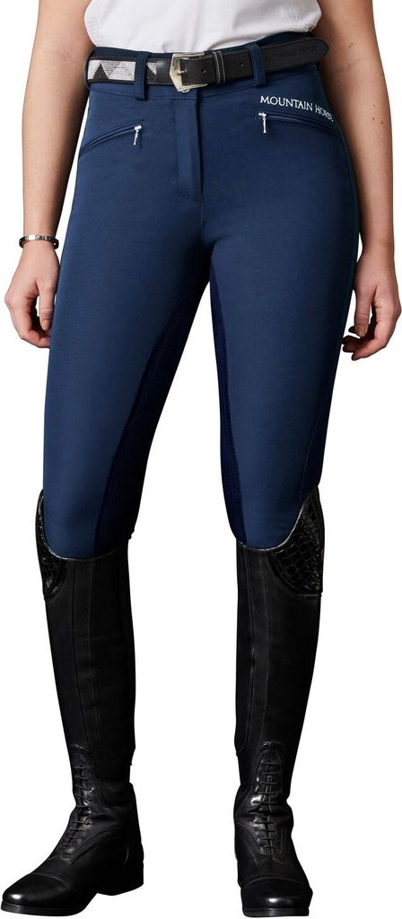 Mountain Horse Reithose Damen Vollbesatz Diana Damenreithose Kunstlederbesatz Navy 42