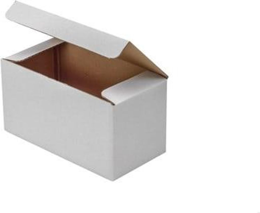 Karton mit Stanzform zum Verpacken – Paket 200 x 100 x 100 mm, weiß – 100 Stück