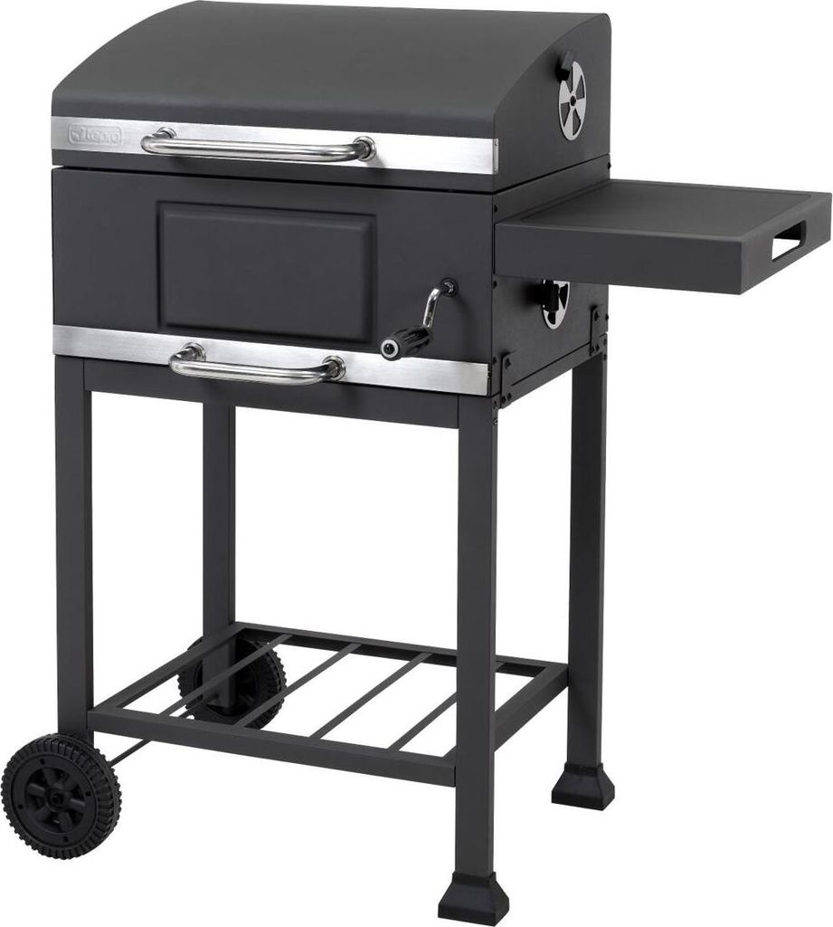 A charcoal grill on a white background.