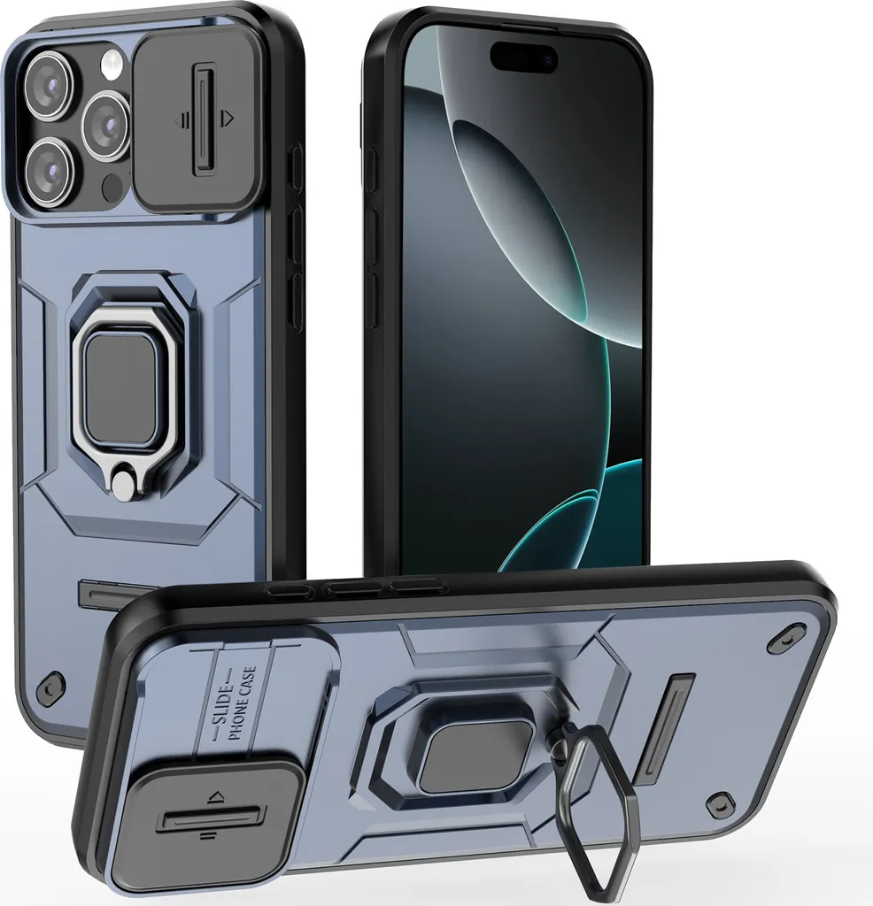 Cover iPhone 16 Pro Anti-Shock Blu - Protezione Estrema Fotocamera