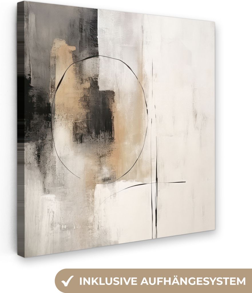 MuchoWow - Leinwandbilder - Kunst - Abstrakt - Grau - Industriell, Wandbild, Wanddeko Bilder Wohnzimmer, 20x20 cm