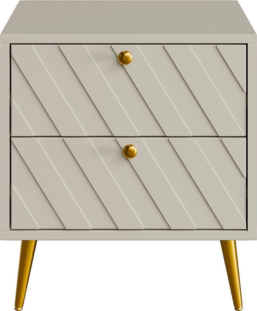 Nachttisch mit 2 Schubladen - Beige - TEODA by Pascal Morabito