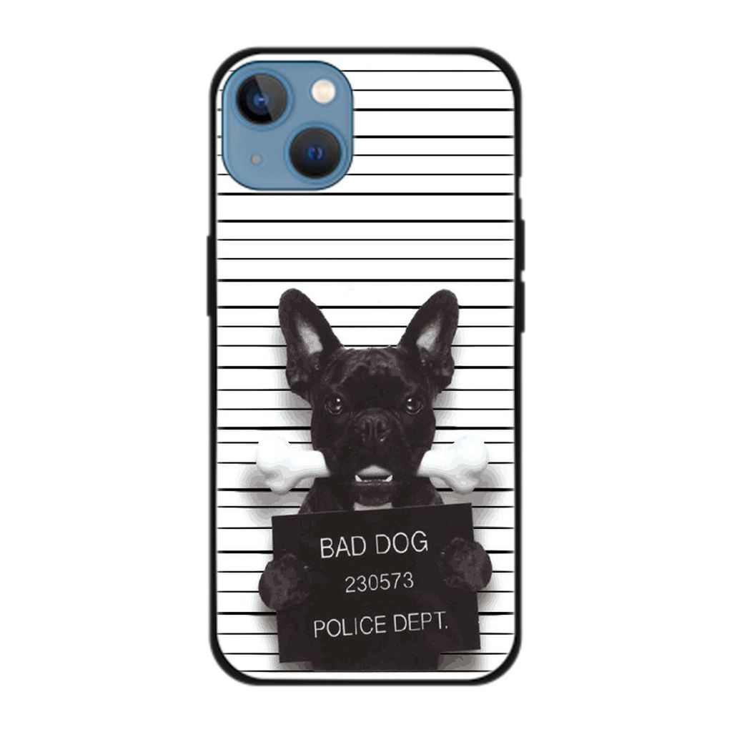 König Design Hülle kompatibel mit Apple iPhone 13 Kunststoff Soft Handyhülle - Handy Case Bad Dog Bulldogge