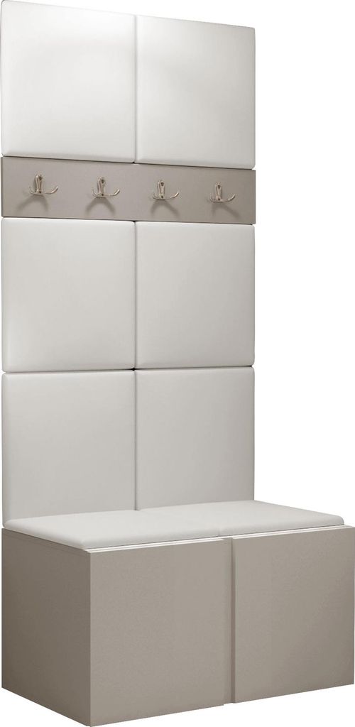 MIRJAN24 Garderoben-Set Orion IV, Garderobe mit Sitzbank mit 8 x Wandpanel 42x42 (Farbe: Cashmere, Soft 017)
