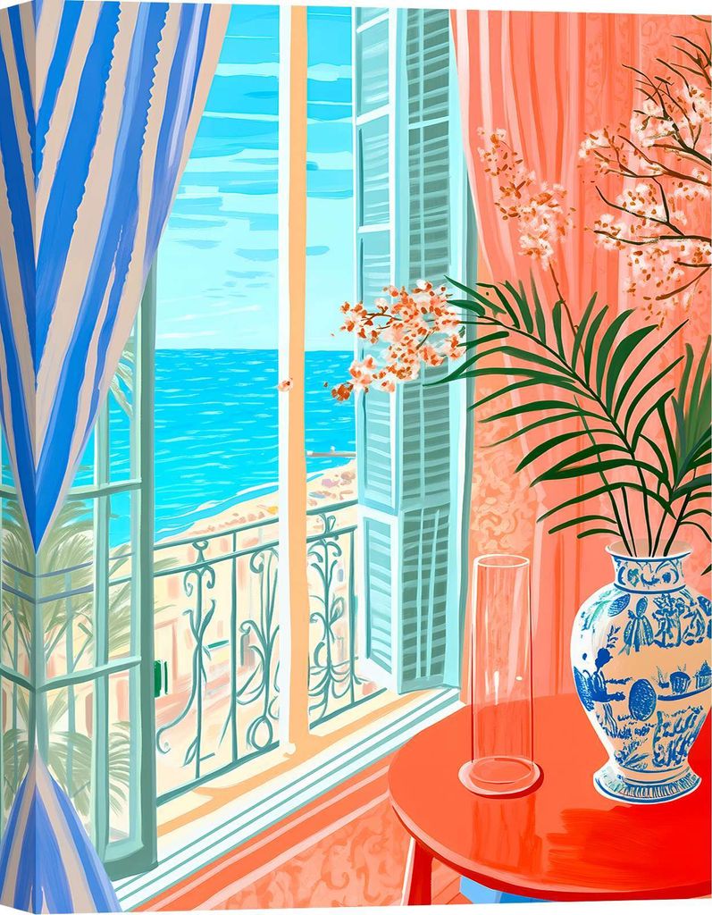 Leinwandbild, Fenster zum Meer - Hernan Navarro - Antibes – 70x50 cm