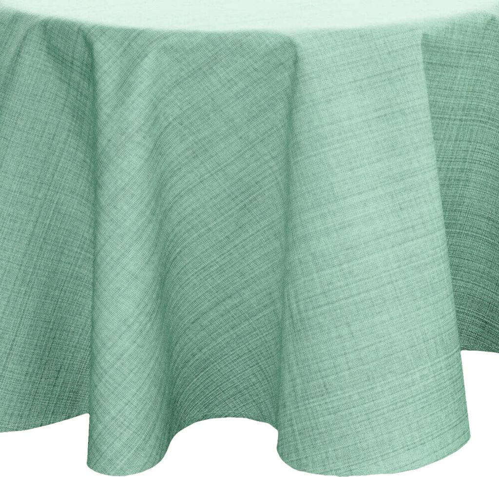 Tischdecke Outdoor Mint Grün Garten Balkon Tischtuch Ø 145 cm rund witterungsbeständig meliert