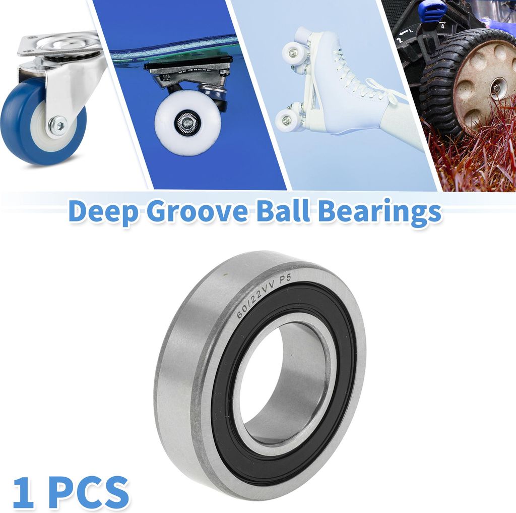 60/22VV Rillenkugellager P5 22x44x12mm Geschmierte Lager Doppelgummilippe Schwarz Silberfarben Scooter Skateboard Rad