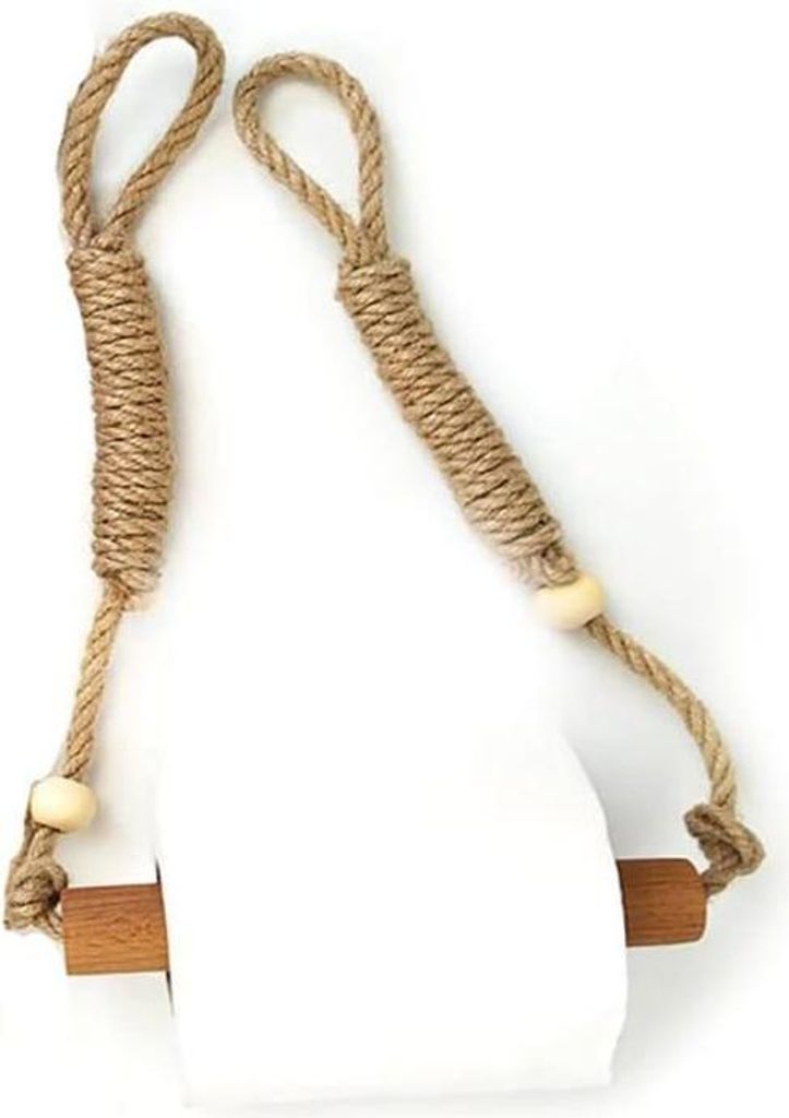 Vintage-Taschentuchspender aus Hanfseil und Holz, zur Dekoration von Bad und Küche