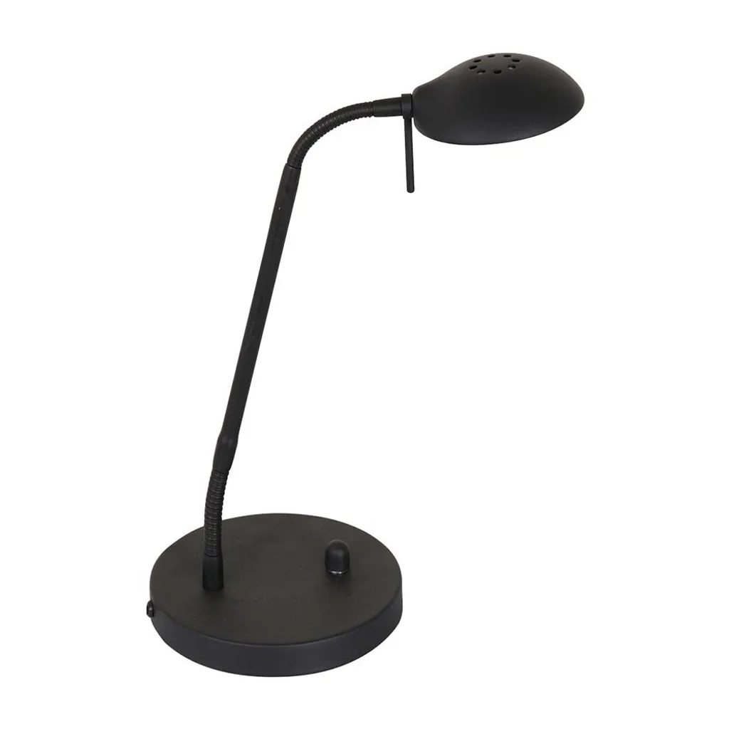 Lampe LED de Table Mexlite Biron Noire Style Industriel Verre et Acier
