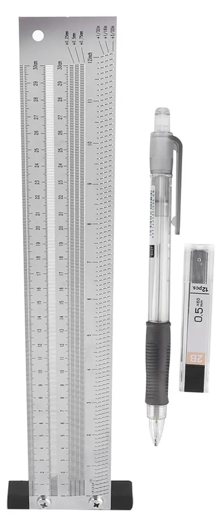 Règle de marquage ultraprécise en acier inoxydable pour bois - 300mm