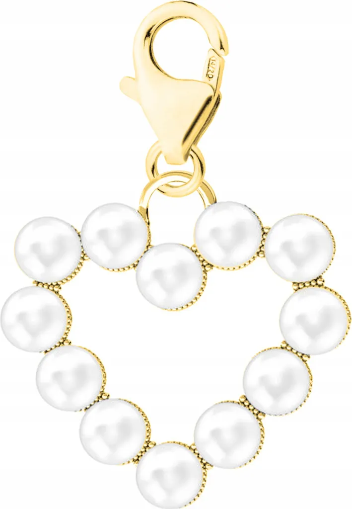 Ciondolo Cuore Perle Bianche Oro Argento 925 - Simbolo d'Amore