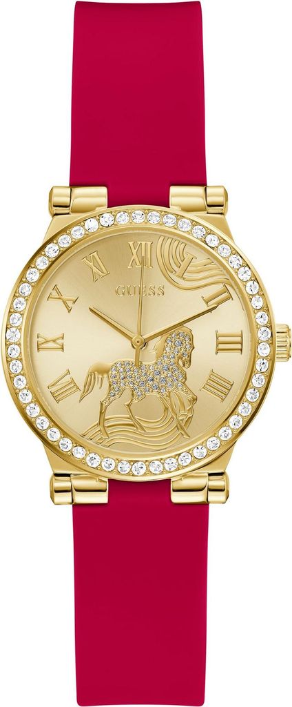 GUESS Analoguhr Damen Ladies Limited Edition Lunar New Year Red Gold Tone Analog Watch Gold Rot GW0937L1