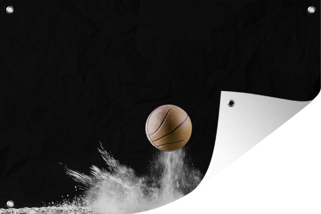 MuchoWow 90x60 cm Outdoor-Poster Gartendeko Sichtschutz Garten Poster für den Garten Puder spritzt auf, wenn ein Basketball darauf springt