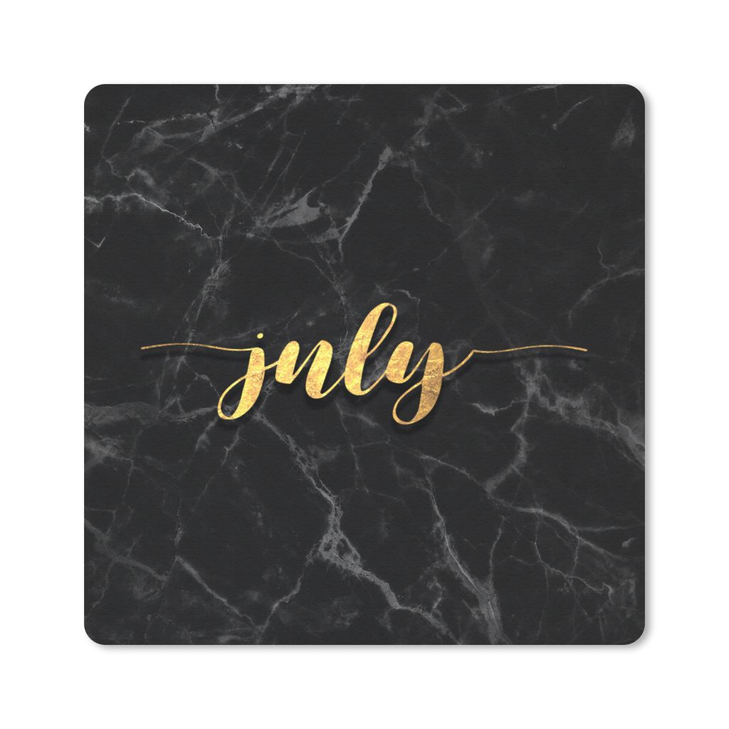 MuchoWow Mauspad Mousepad Kalender - Juli - Gold - Marmor 30x30 cm - Mousepads - Maus Mat - Pad - Mausunterlage - Gaming