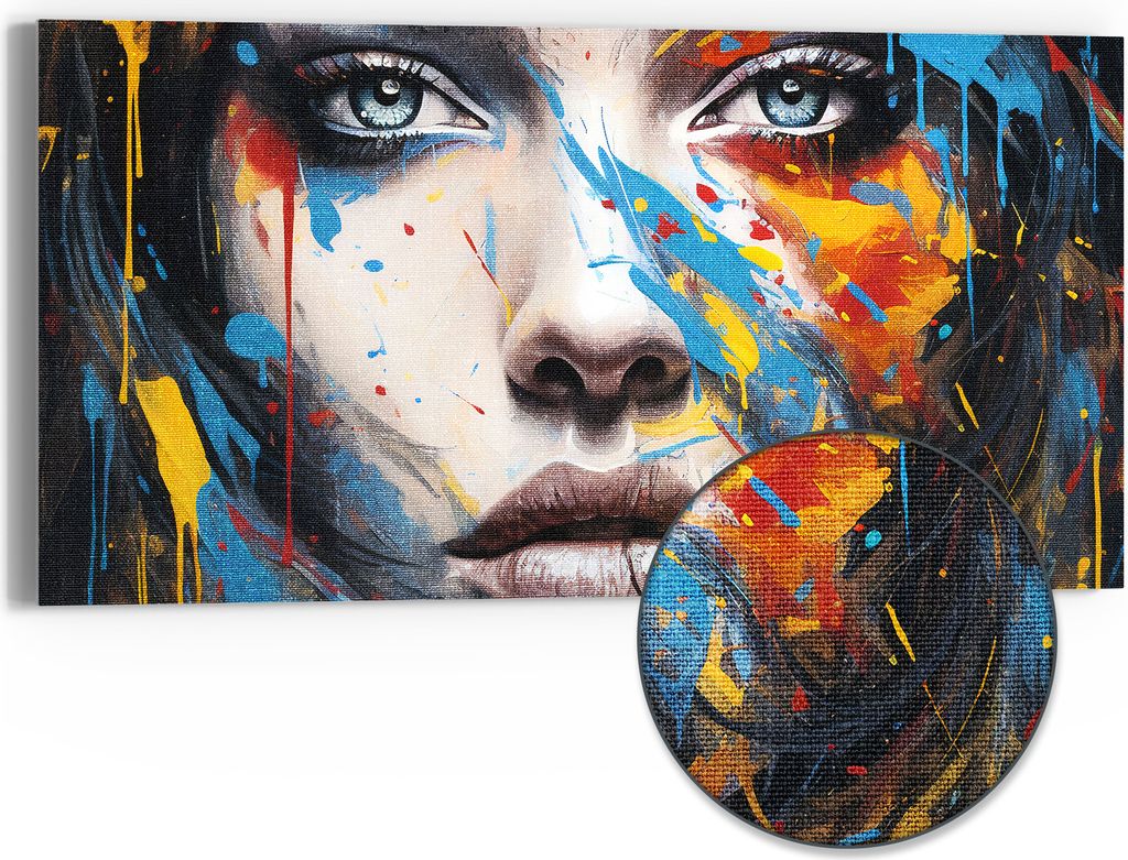 DEQORI Hybrid Leinwand Bild 60x30 cm 'Seelensymphonie' Wandbild Glas flach modern