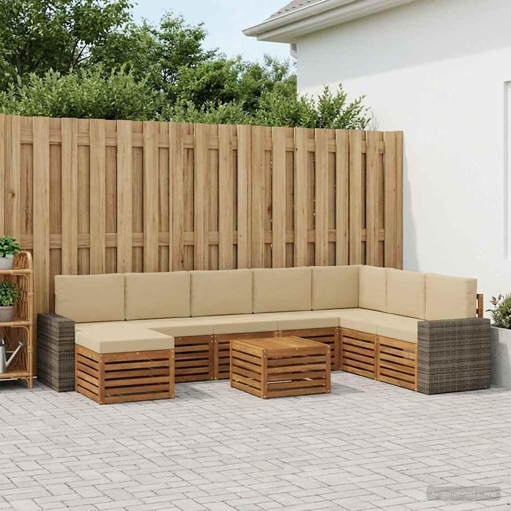 Möbel Outdoor-Sofagarnitur mit Kissen 9 pcs Natur und BeigeGartensofas - Gartensofas c1967
