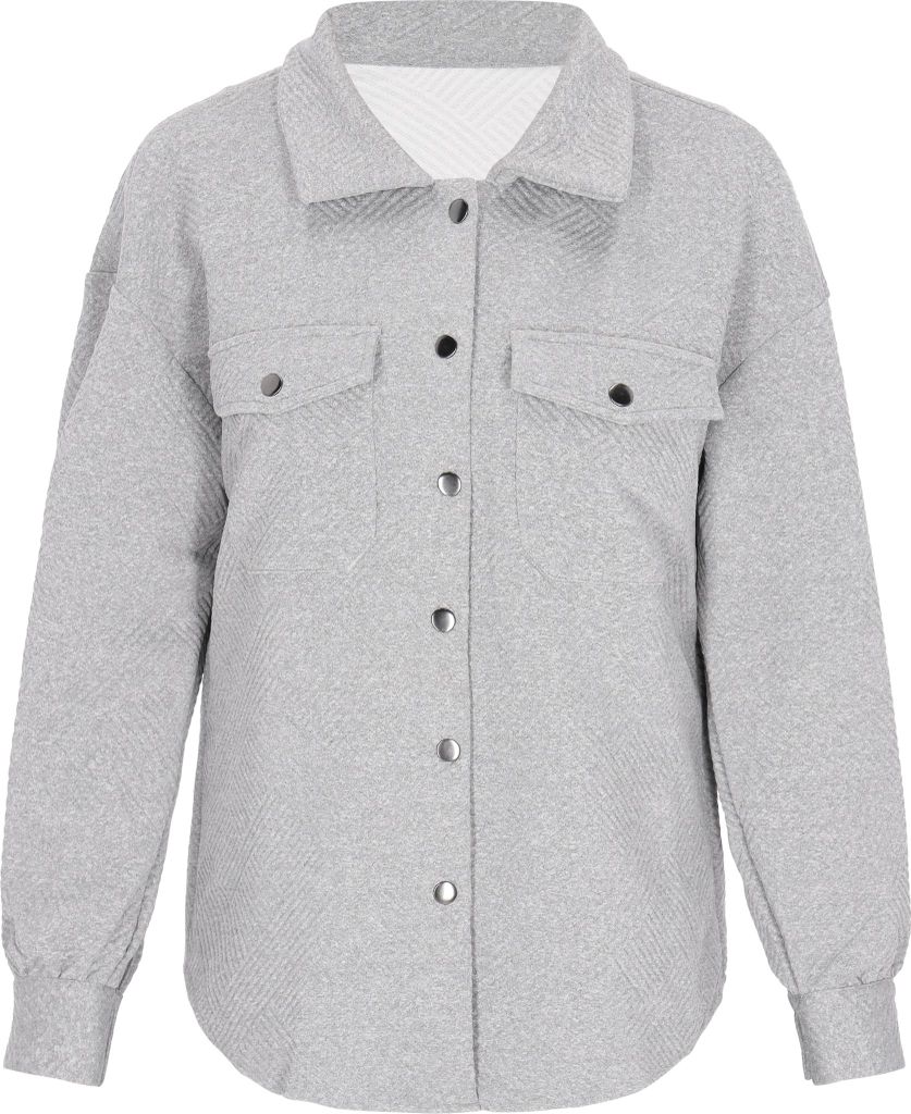 Graue Herbstjacke Größe M mit Druckknöpfen, aus 95% Polyester und 5% Elasthan