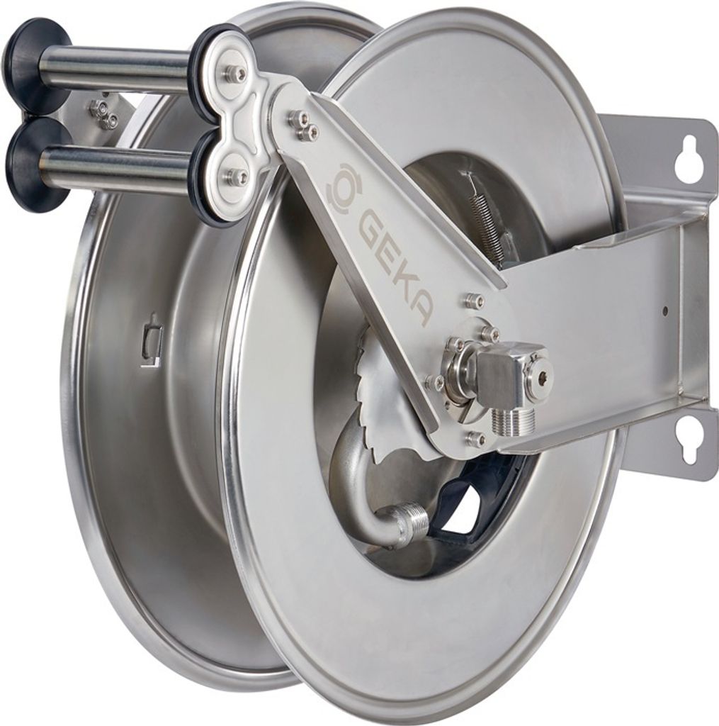 GEKA Schlauchaufroller EA15, Edelstahl, für 25m 1/2" / 15m Produktbild 