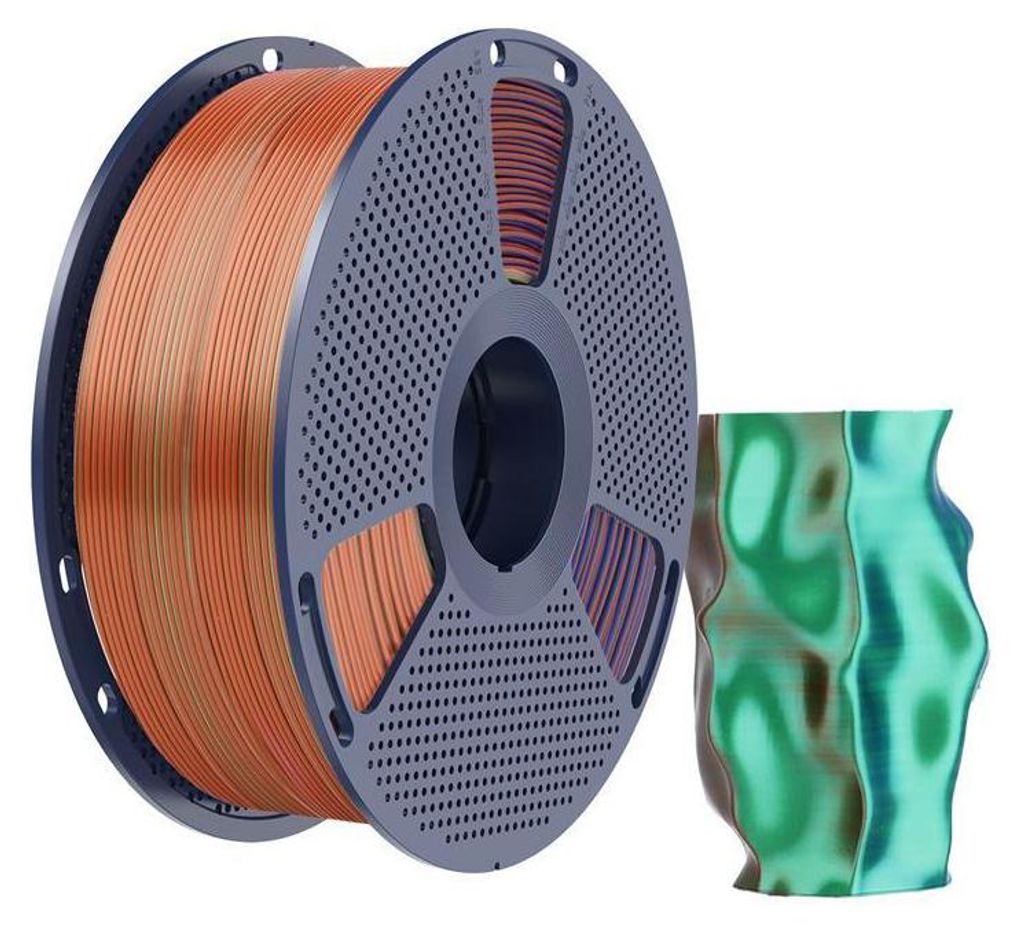 Sunlu PLA+ Silk Tri-Color Filament, 1,75mm, 1kg - Farbton: Orange Blue Green