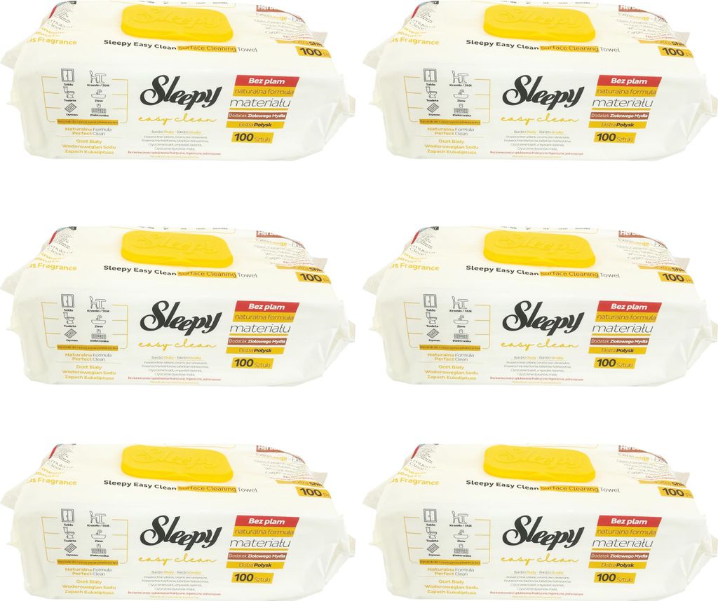 Sleepy Easy Clean Oberflächenreinigungstücher - Gelb (6x Produktbild 